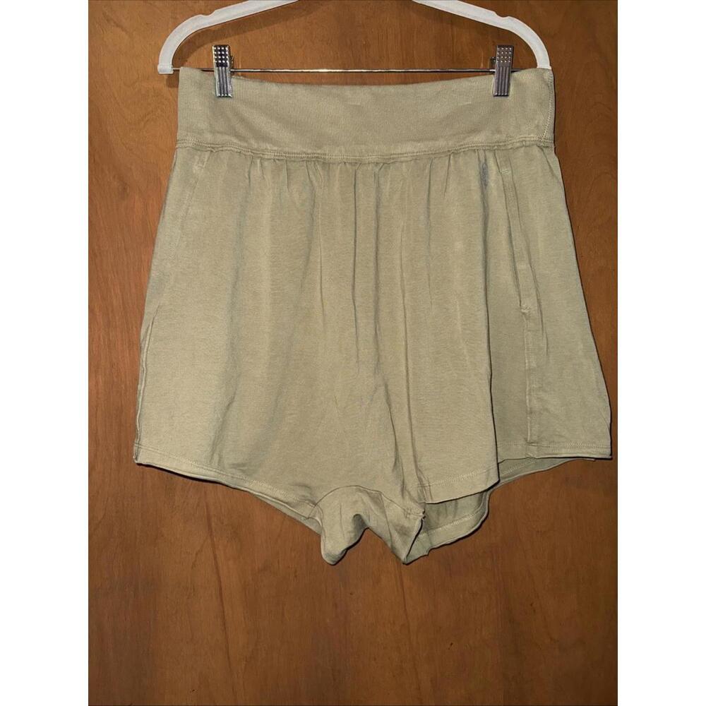 FREE PEOPLE Shorts L FP MOVEMENT Hot Shot Harem Elastic Waistband Pull On Green - Picture 2 of 9